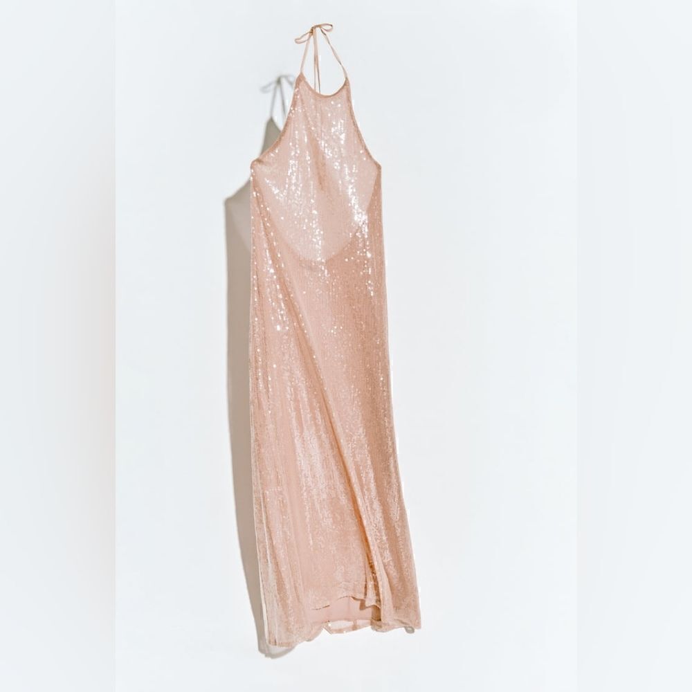 ZARA SEQUIN HALTER DRESS - Picture 8 of 9